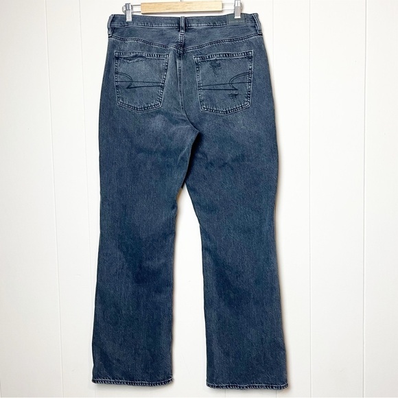 American Eagle 90s Bootcut Jeans 12 black distressed high rise boot cut ripped - Picture 4 of 14